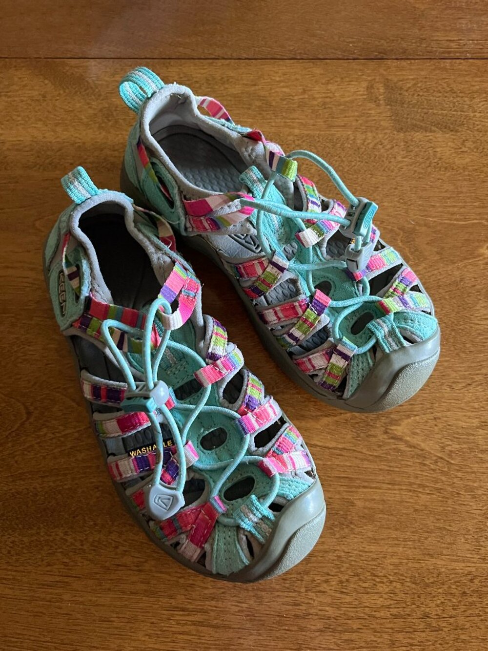 Keen Whisper hybrid aqua stripe sandals 1